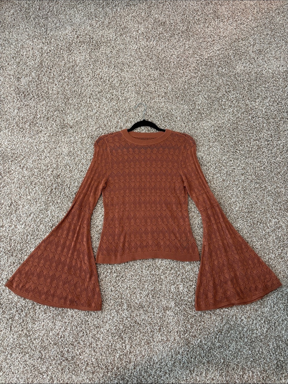Shyanne Rust Bell-Sleeve Knit Top